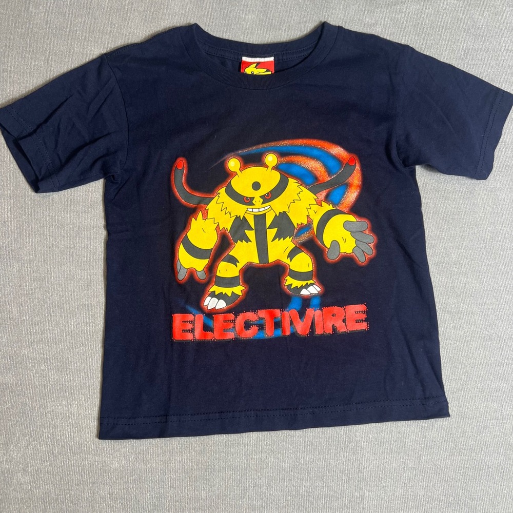 Vintage 2007 Pokemon Electivire Navy Blue Graphic T-Shirt Kids Size Medium M